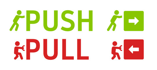Push and pull icon door sign vector illustration - obrazy, fototapety, plakaty