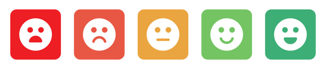 Feedback emoji icons vector design. Rank, level of satisfaction rating. Excellent, good, normal, bad awful.