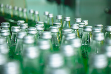 juice bottle package production line concept, manufacturing system of water industry machine working in factory plant and using automation equipment technology, food and drink beverage business work