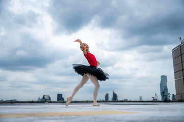 little children girl ballet dancer are happy and fun with classical performance art studio school, young ballerina pretty childhood elegance in beautiful dress