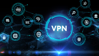 Business, Technology, Internet and network concept. VPN network security internet privacy encryption concept.