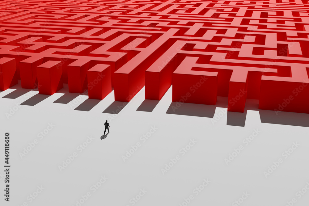 Aufkleber the concept of finding the right solution, the path to business success, guessing the right answer. 