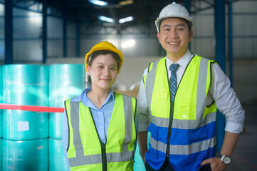 Portrait of engineer asian people in modern warehouse