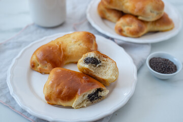 Traditional crescent rolls with poppy seeds