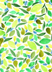 Greenery leaves watercolor background for decoration on natural and organic concept.