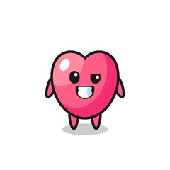 cute heart symbol mascot with an optimistic face