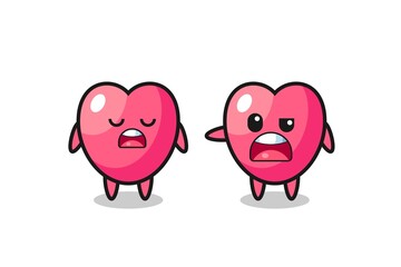 illustration of the argue between two cute heart symbol characters