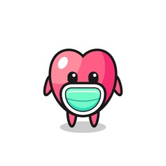 cute heart symbol cartoon wearing a mask