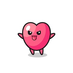 naughty heart symbol character in mocking pose