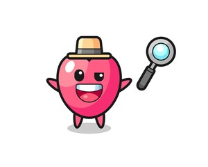 illustration of the heart symbol mascot as a detective who manages to solve a case