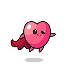 cute heart symbol superhero character is flying