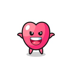 the illustration of cute heart symbol doing scare gesture
