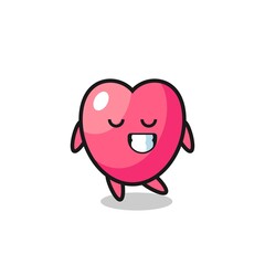 heart symbol cartoon illustration with a shy expression