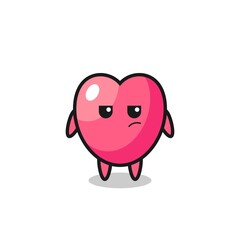cute heart symbol character with suspicious expression