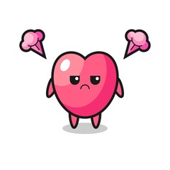 annoyed expression of the cute heart symbol cartoon character