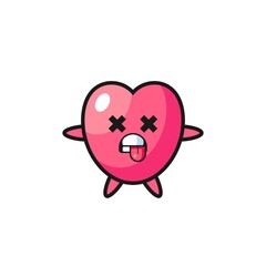 character of the cute heart symbol with dead pose