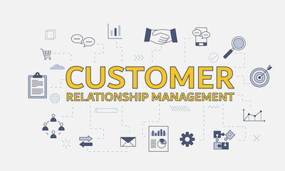 crm customer relationship management concept with icon set with big word or text on center