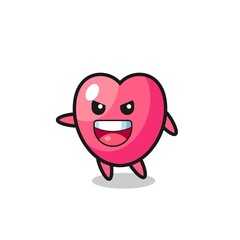 heart symbol cartoon with very excited pose