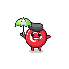 cute turkey flag badge illustration holding an umbrella