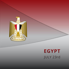 Happy Egypt independence day celebration poster. Emblem of Egypt. 23rd of july. Vector illustration. Eagle of Saladin. Graphic design template. EPS10.