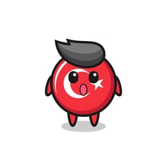 the amazed expression of the turkey flag badge cartoon