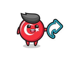 cute turkey flag badge hold social media share symbol