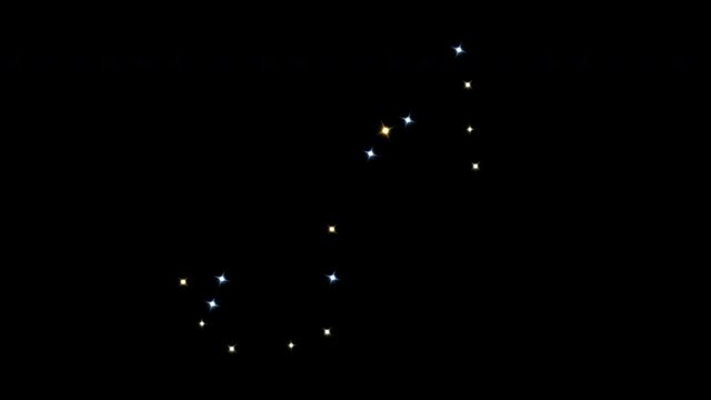 Moving star chart of the Scorpion constellation.