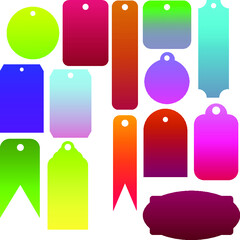 Tags of different colors with a gradient