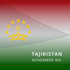 Happy Tajikistan independence day celebration poster. Emblem of Tajikistan. 4th of November. Vector illustration. Graphic design template. EPS10.