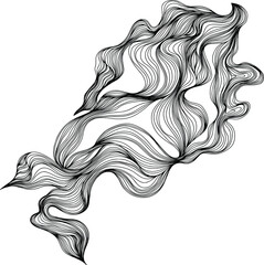 Black and white illustration of abstract composition