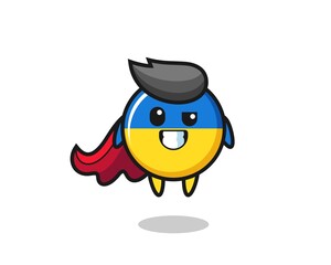Fototapeta premium the cute ukraine flag badge character as a flying superhero