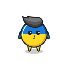 Obraz premium the bored expression of cute ukraine flag badge characters