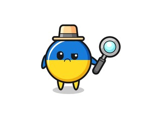 the mascot of cute ukraine flag badge as a detective