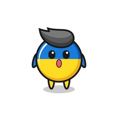 the amazed expression of the ukraine flag badge cartoon