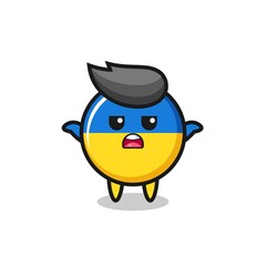 ukraine flag badge mascot character saying I do not know