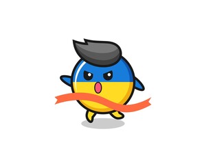 cute ukraine flag badge illustration is reaching the finish