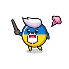 cute ukraine flag badge grandpa is getting angry