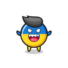 Obraz premium illustration of evil ukraine flag badge mascot character