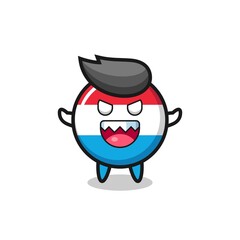 illustration of evil luxembourg flag badge mascot character