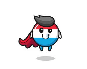 the cute luxembourg flag badge character as a flying superhero
