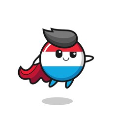 cute luxembourg flag badge superhero character is flying