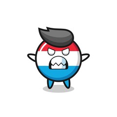 wrathful expression of the luxembourg flag badge mascot character