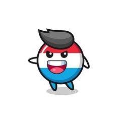 luxembourg flag badge cartoon with very excited pose