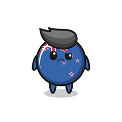 the mascot of the new zealand flag badge with sceptical face