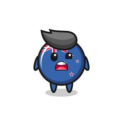 Obraz premium the shocked face of the cute new zealand flag badge mascot
