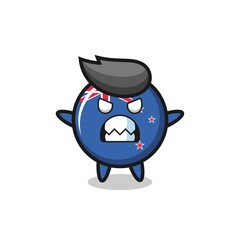 wrathful expression of the new zealand flag badge mascot character