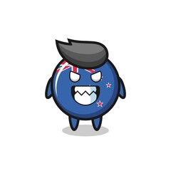 Obraz premium evil expression of the new zealand flag badge cute mascot character