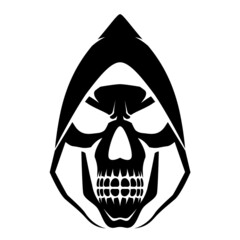 Black and white human skull icon. Symbol or emblem for logo or tattoo.