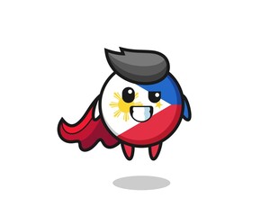 the cute philippines flag badge character as a flying superhero