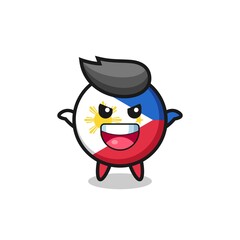 the illustration of cute philippines flag badge doing scare gesture